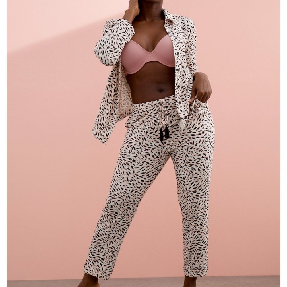 SOMA 2 Pc Cool Nights PJ Sleep Set Collar Ankle Pant In The Wild Hush Si…